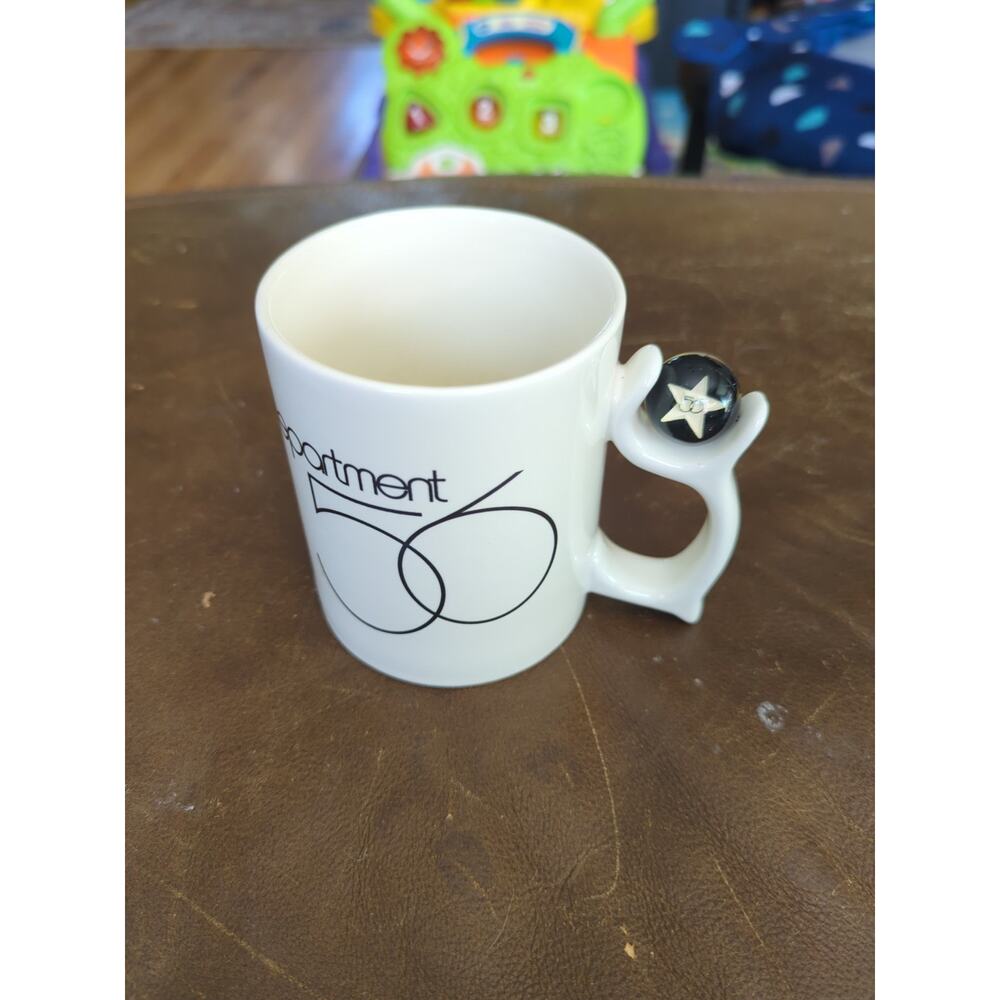 Dept 56 Spinners Coffee Mug‎ Cup W 56 Star Spinner Black & White 1997